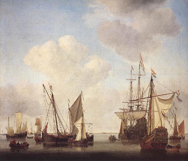VELDE, Willem van de, the Younger Warships at Amsterdam rt Germany oil painting art